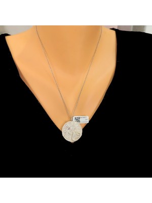 925 Ayar Gümüş Vav Harfli Mahmudiye Paralı Kolye