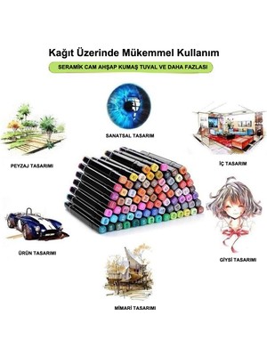 Touch Çift Taraflı Uçlu Markör Keçeli Kalem Seti 24'lü Çantalı Marker Set