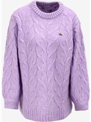 U.S. Polo Assn. Bisiklet Yaka Comfort Fit Lila Kazak Kadın Ema