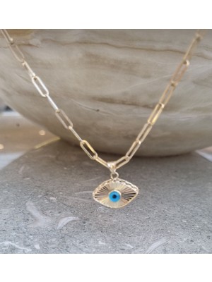 By Milo Jewellery Ataç Zincirli Lazer Kesimli Nazarlık  Kolye