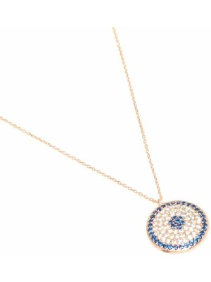 925 Ayar Rose Gümüş Nazar Boncuğu Kolye