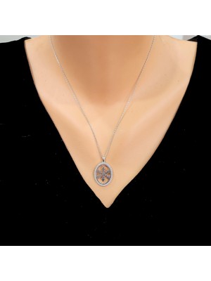 925 Ayar Gümüş Oval Kar Tanesi Kolye