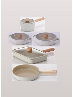 Neoflam Fika Bej 9 Parça Indüksiyonlu Döküm Sahan Tava Sütlük Kahvaltı Seti