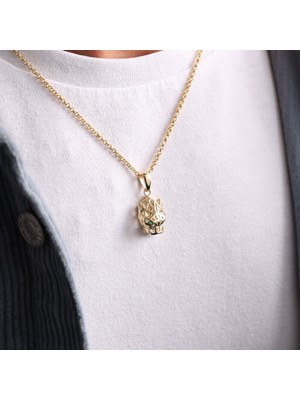 Sembol Gold Altın Erkek Kolye Kaplan Tasarım Doç Zİncir