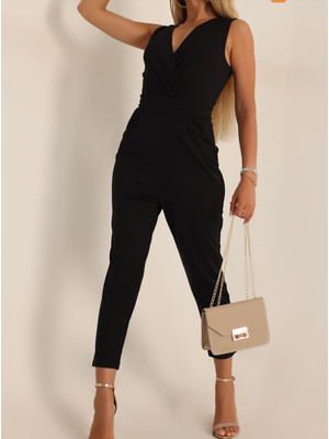 Mst Clothing Kadın Cepli Kruvaze Yaka Tulum