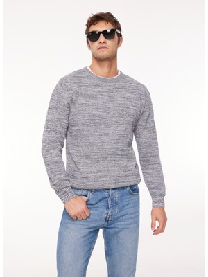 Altınyıldız Classics Bisiklet Yaka Standart Gri - Lacivert Erkek Kazak 4A4924100056