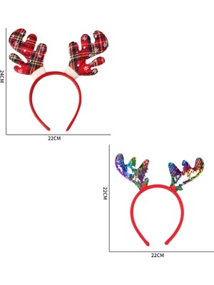 2 Adet Noel Saç Bantları - Renkli Geyik Kulakları + (Yurt Dışından)