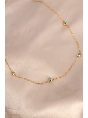 Callerrons Accessories  316L Çelik Gold Renk Nazar Boncuk Kolye