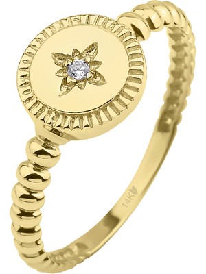 Kairos Jewelry 14 Ayar Altın Işıltılı Mini Yıldız Yüzük KRS142-14GRZ