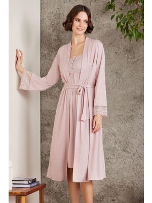 Pierre Cardin Penye Dantelli Gecelik & Sabahlık Takım  - 4005