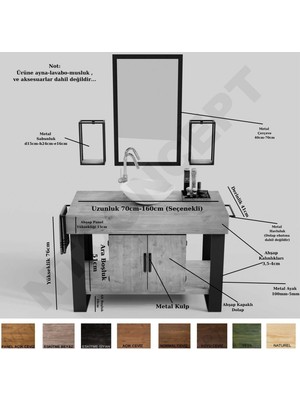 Ntconcept Arwen Ayna Çerçeveli Masif Ahşap Lavabo Dolabı Hilton