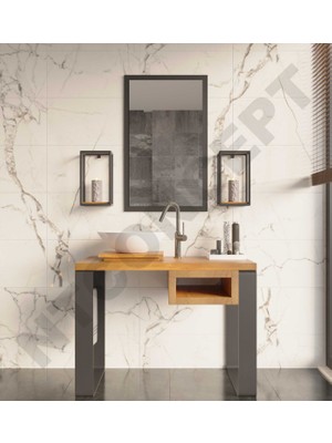 Ntconcept Mia Ayna Çerçeveli Masif Ahşap Lavabo Dolabı Hilton