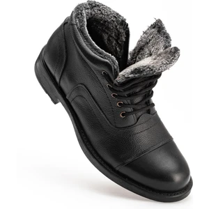 Erkek  Deri Kürklü Fermuarlı Kışlık Bot