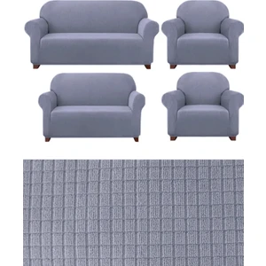 Likrali 3+2+1+1 Lastikli Koltuk Takımı Kılıfı. Çekyat Koltuk Örtüsü Streç Esnek Kanepe Kılıfı UERE539.