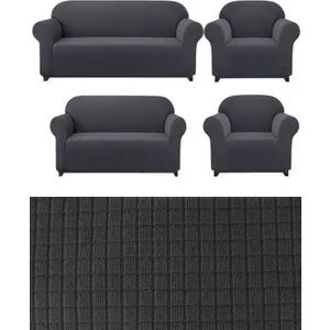 Likrali 3+2+1+1 Lastikli Koltuk Takımı Kılıfı. Çekyat Koltuk Örtüsü Streç Esnek Kanepe Kılıfı UERE539.