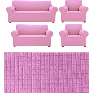 Likrali 3+2+1+1 Lastikli Koltuk Takımı Kılıfı. Çekyat Koltuk Örtüsü Streç Esnek Kanepe Kılıfı UERE539.