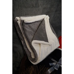 Özel Üretim Çift Taraflı Kadife ve Yünlü Lüks Gri Tv Battaniyesi (160X200)