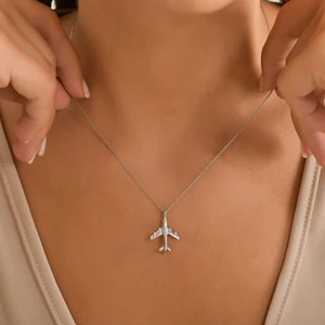 925 Ayar Gümüş Boeing Uçak Kolye