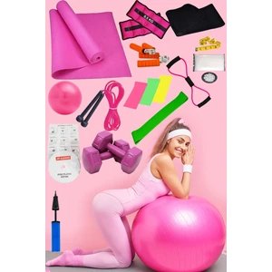 20 Li Evde Pilates Seti Full Plates Aerobik Minderi Topu Dambıl 3 Lü Jimnastik Lastiği Bandı Squat