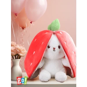 Go Toys Çilek Kulaklı Tavşan Peluş Fermuarlı Kulaklı Tavşan Hediyelik