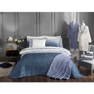 Helezon Lacivert Çift Kişilik Evlilik Düğün Çeyiz Seti 16 Parça