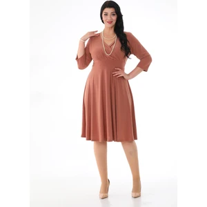 Işıltı Abiye Kadın Kruvaze Yaka Midi Boy Elbise