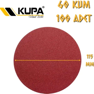 Kupa Hırdavat Kupa Yuvarlak Cırt Zımpara 115 mm - P60 Kum - 100 Adet