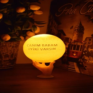 Zone Ozone 12CM Canım Babam Iyiki Varsın El Standlı Ay Küresi Neon LED Lamba Hediyelik Eşya Avize Masa Lambası Gece Lambası Moon Yılbaşı Hediye