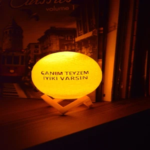 Zone Ozone 12CM Canım Teyzem Iyiki Varsın Standlı Ay Küresi Neon LED Lamba Hediyelik Eşya Avize Masa Lambası Gece Lambası Moon Yılbaşı Hediye Zone Ozone