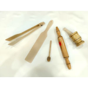 Ahşap Mutfak Seti 5 Parça ( Maşa + Çevirgeç + Bal Kaşığı + Mini Merdane + Havan )