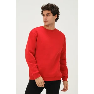 Rejt Nine Erkek Bisiklet Yaka Regular/Standart Fit Içi Pamuklu 3 Iplik Şardonlu Kırmızı Sweatshirt