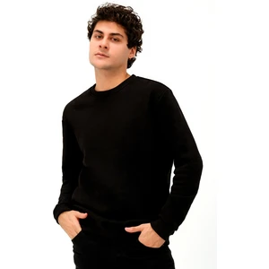 Rejt Nine Erkek Bisiklet Yaka Regular/Standart Fit Içi Pamuklu 3 Iplik Şardonlu Siyah Sweatshirt