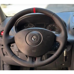Renault Clio 3 Araca Özel Direksiyon Kılıfı (Nokta Karbon Kırmızı Yüzük )