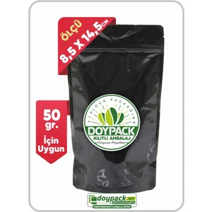 Parlak Siyah Alüminyum Kilitli Doypack 8,5X14,5 (50 Gr.) - 100 Adet