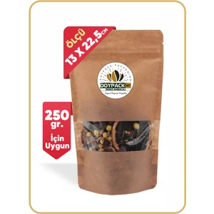 Kraft Pencereli Kilitli Doypack 13X22,5 (250 Gr.) 250 Adet