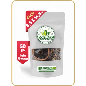 Beyaz Kraft Pencereli Kilitli Doypack 8,5X14,5 (50 Gr.) - 50 Adet