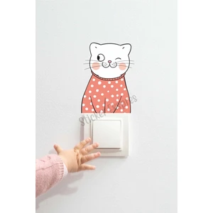 Sticker Ekspres Puantiyeli Sevimli Kedi Çocuk Odası Priz Sticker