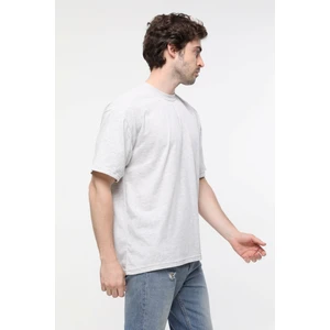 Gri Pamuk Oversize Geniş Kalıp T-Shirt
