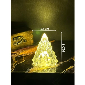 Kristal Elmas Teklli Çam Ağacı Mum Seti 8 cm Yılbaşı LED Mum
