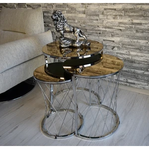 Sedaş Living Units 3 Lü Bronz Ayna Gümüş Ayaklı Hasır Telli Zigon Sehpa Sedaş-Zigon-Gümüş