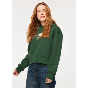 Lee Cooper Kapüşon Yaka Zümrüt Yeşili Kadın Sweatshırt 241 Lcf 241008 Zaye Zumrut Yesılı