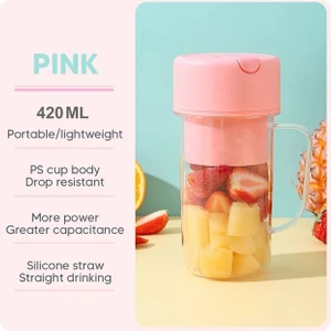 Pembe 420ML Taşınabilir Pipetli Meyve Sıkacağı USB Elektrikli Paslanmaz Çelik Meyve Sıkacağı Bardağı Sıkacağı Blender Suyu Yapma Makinesi Mutfak Için (Yurt Dışından)