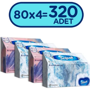 El ve Yüz Havlusu x 4 Paket 320 Yaprak