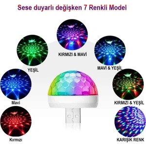 Müziğe ve Sese Duyarlı USB Girişli Mini Disko Topu