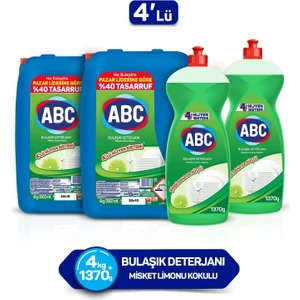 Abc Bulaşık Deterjanı Seti Misket Limonu (1370 gr+4 kg)X2