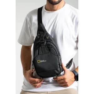 Kasva Deri Unisex Keten Kumaş Su Geçirmez Çanta, Çapraz Askılı Omuz ve Göğüs Çantası, Body Bag, Siyah