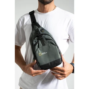 Kasva Deri Unisex Keten Kumaş Su Geçirmez Çanta, Çapraz Askılı Omuz ve Göğüs Çantası, Body Bag, Siyah