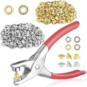 401 Adet 1/4 Inç 6mm Grommet Kuşgözü Pense Seti, Grommet Alet Kiti ile 400 Metal Kuşgözü Altın ve Gümüş, Kuşgözü Grometler (Yurt Dışından)