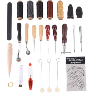 31 Adet Deri Dikiş Araçları Diy Deri El Sanatları Araçları El Dikiş Aracı Set Groover Awl Mumlu Iplik Yüksük Kiti (Yurt Dışından)