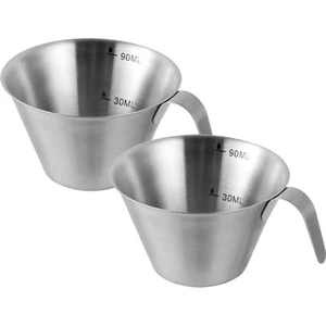 Saplı Espresso Shot Bardakları 90ML Espresso Ölçüm Kabı 2 Paket Kahve Espresso Için Paslanmaz Çelik Dökme Fincan (Yurt Dışından)